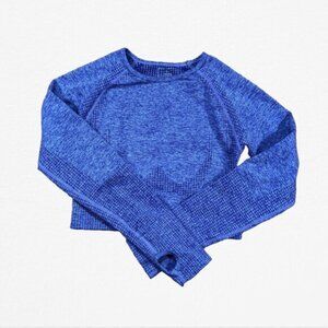 Purple Cropped Raglan Sleeve Top with Thumb Holes